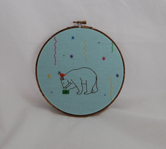 Party Vulture Embroidered Hoop Art
