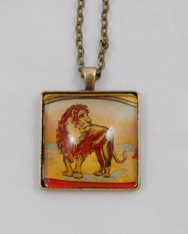 Lion Vintage Illustration Pendant Necklace