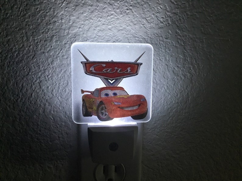 LED Night Light, Night Light, Personalized Night Light, Plug In LED Night Light, Nursery Light, Disney Night Light, Cars Night Light, Cars image 3