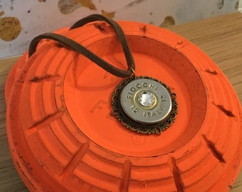 Shotgun Shell w/Swarovski Crystal Pendant, 12 Gauge Shotgun Necklace, 12 Gauge Shotgun Pendant, Swarovski Crystal Pendant, Shootgun Shell