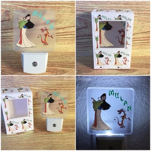LED Night Light, Night Light, Personalized Night Light, Plug In LED Night Light, Nursery Light, Disney Night Light, Mulan Night Light, Mulan