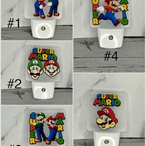 LED Night Light, Personalized Night Light, Plug In LED Night Light, Nursery Light, Disney Night Light, Super Mario & Luigi, Super Mario