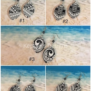 Hawaiian Tribal Earrings, Tribal Earrings, Polynesian Earrings, Hematite Earrings, Samoan Tribal Earrings
