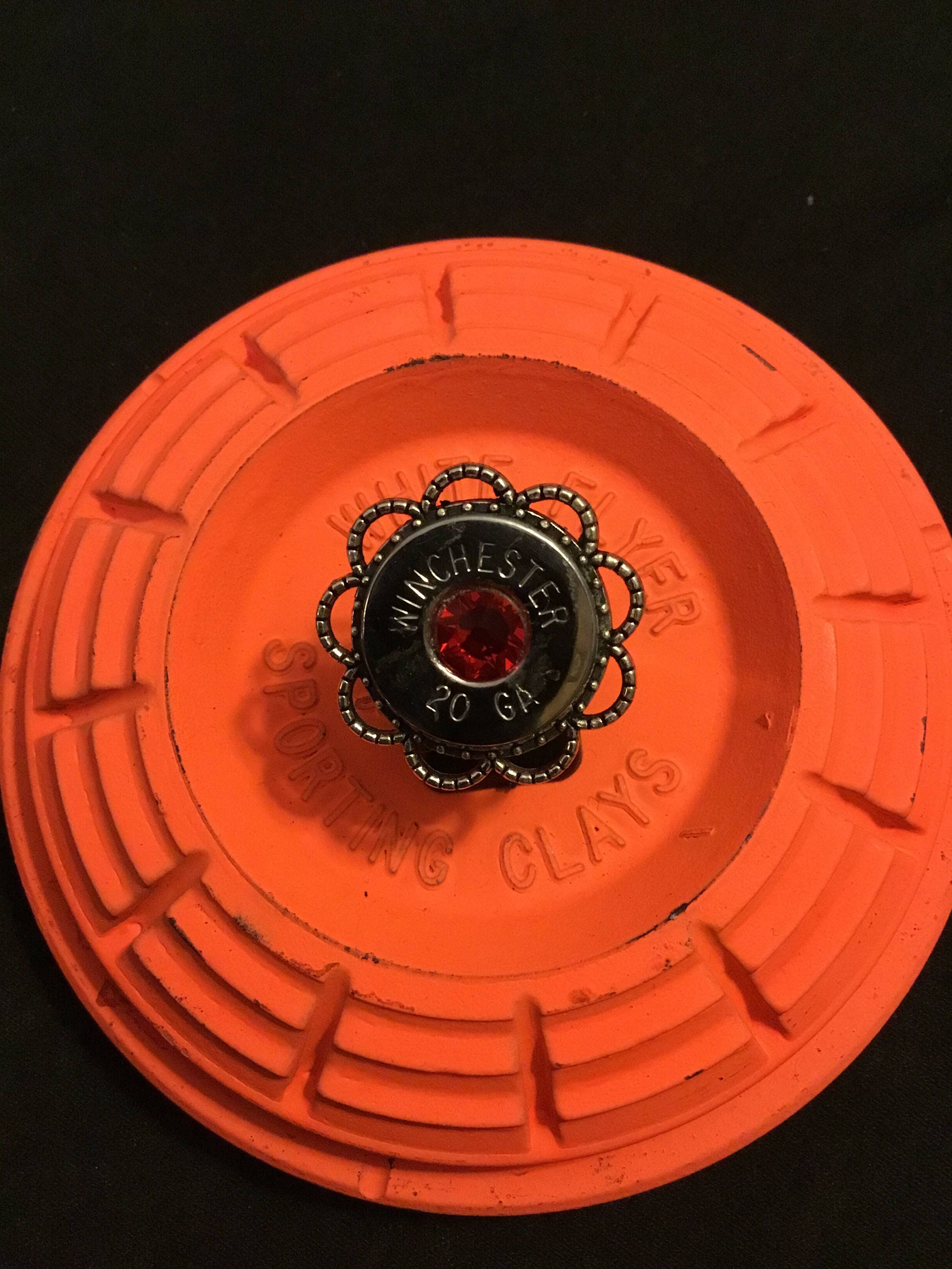 Vintage Shotgun Shell W/swarovski Crystal Adjustable Ring, 20 Gauge ...