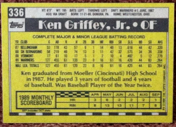 topps all star rookie ken griffey jr