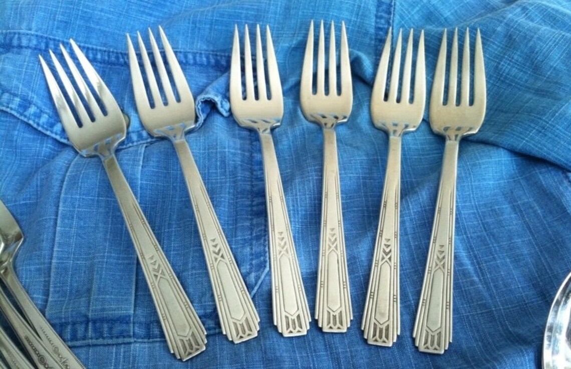 Vintage Wm ROGERS & SON AA Silver Forks. six 6 Etsy