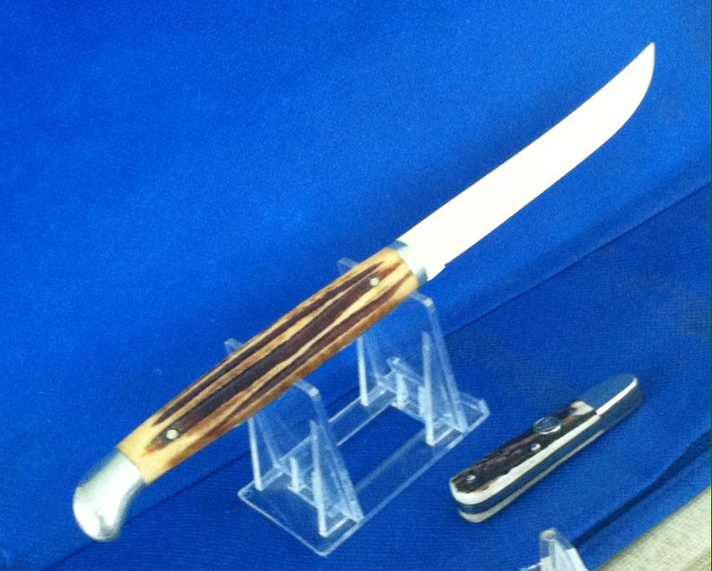 QUEEN CUTLERY Fixed Blade Bone Handle Knife Etsy