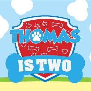 Arquivo digital de pôster de festa de aniversário infantil com tema cachorrinho