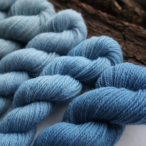 Woad Dyed Blue Fingering Weight Wool Yarn Selection In 50 gram Skeins