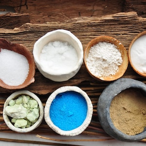Set Of Mordants and Assistants for Natural Dyeing: Alum, Copper, Iron, Cream of Tartar, Soda Ash, Citric acid, Myrobalan