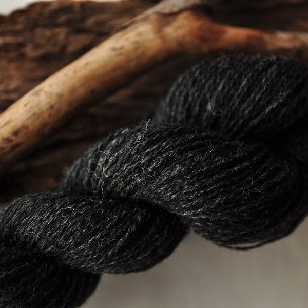 Undyed Black Fingering Weight Yarn For Tablet Weaving, Knitting, Crochet, Punchneedle