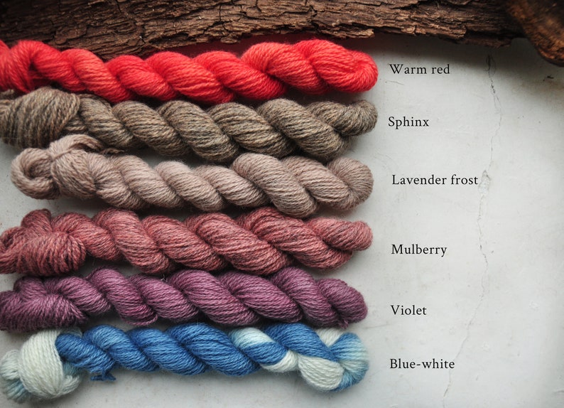 Plant Dyed Fingering Weight Wool Yarn In 20 gram Mini Skeins image 6