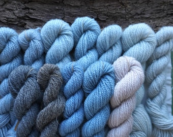 Woad Dyed Blue Wool Yarn Selection In Worsted Weight / Custom Size Skeins