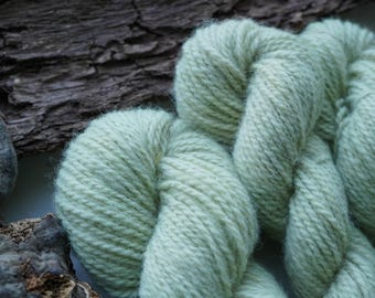 Naturally Dyed Light Green Wool Yarn In Worsted Weight / Plant Dyed With Weld