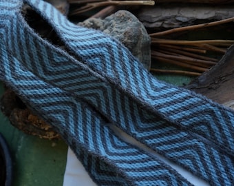 Plant Dyed Tablet Woven Belt For Viking Clothing In a River Pattern / 220 cm / 86.6"