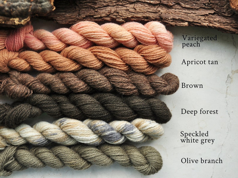 Plant Dyed Fingering Weight Wool Yarn In 20 gram Mini Skeins image 8