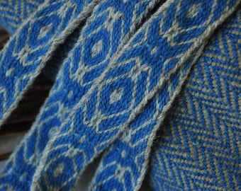 Custom Color Tablet Woven Belt Made from Natural and Plant Dyed  Wool / 150 cm long