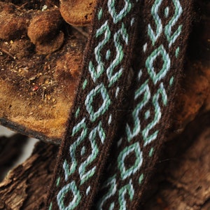 Custom Length Plant Dyed Brown Green and Blue Tablet Woven Band