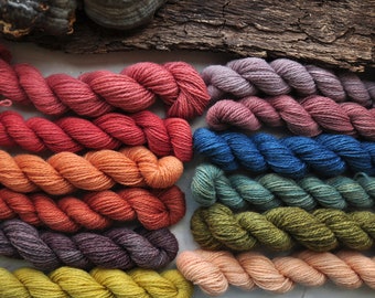 Plant Dyed Fingering Weight Wool Yarn In 20 gram Mini Skeins