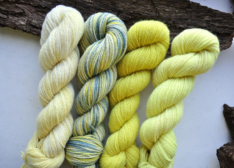 Cream And Blue Yarn Pack Indie Dyed Variegated Yellow