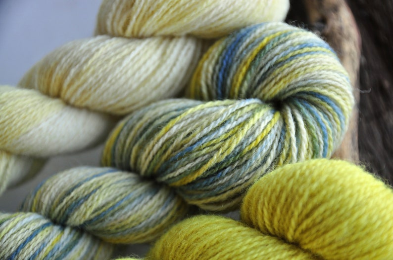 Cream And Blue Yarn Pack Indie Dyed Variegated Yellow