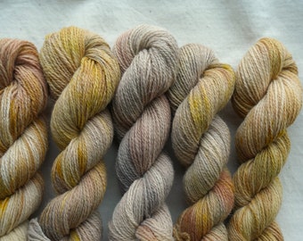 Multicolor Naturally Dyed Fingering Weight Wool Yarn In 50 gram Skeins