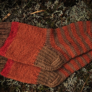 Plant Dyed Wool Socks For Men / Handknitted