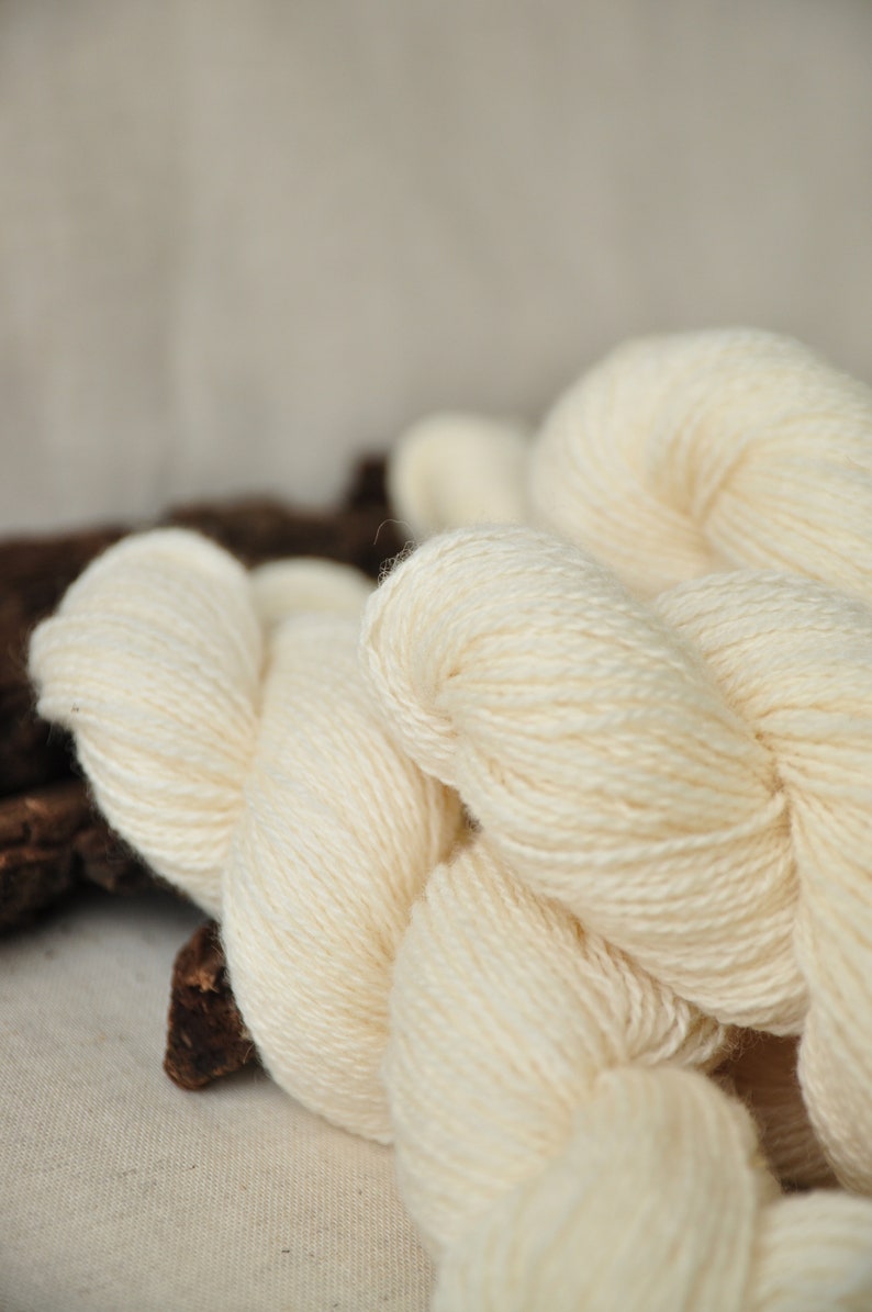 Undyed White Fingering Wool Yarn, Natural Yarn For Tablet Weaving, Knitting, Crochet, 2ply image 10