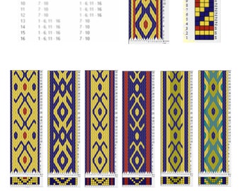 Tablet weaving patterns, Viking trim pattern, Viking belt pattern, Medieval crafts, DIY tablet weaving, Weaving pattern, DIY medieval belt