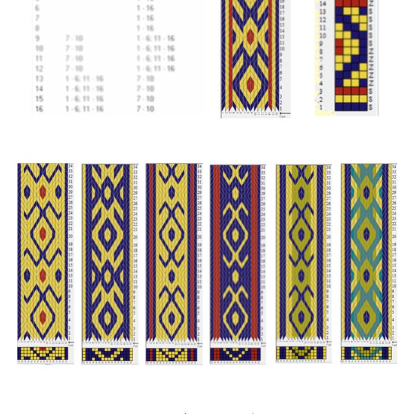 Tablet weaving patterns, Viking trim pattern, Viking belt pattern, Medieval crafts, DIY tablet weaving, Weaving pattern, DIY medieval belt