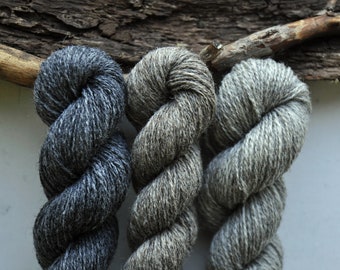 Lot de laines à chaussettes non colorées en gris dégradé, 150 g