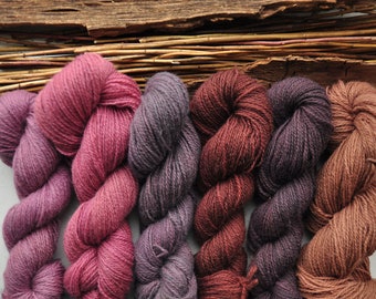 Yarn Surprise Mystery Box - 10 Plant Dyed Mini Skeins, Natural handdyed yarn pack for crafts