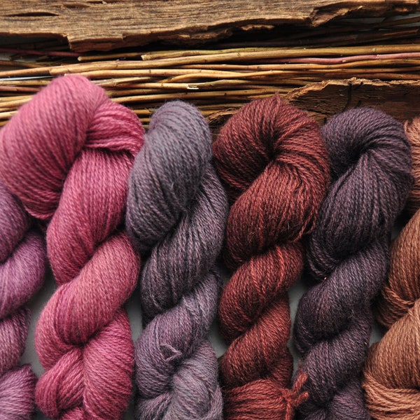 Yarn Surprise Mystery Box - 10 Plant Dyed Mini Skeins, Natural handdyed yarn pack for crafts