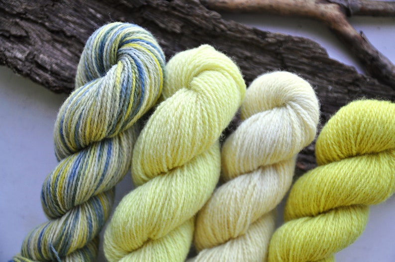 Cream And Blue Yarn Pack Indie Dyed Variegated Yellow