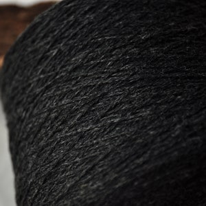 0.5 kg Undyed Dark Charcoal ( almost black ) Fingering Weight Wool Yarn In Cones / 500 g - 900 g