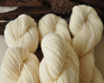 Fil de laine blanc non teint, fil naturel pour tissage de tablettes, tricot, crochet, 2 épaisseurs