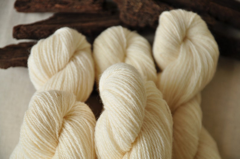 Undyed White Fingering Wool Yarn, Natural Yarn For Tablet Weaving, Knitting, Crochet, 2ply image 1