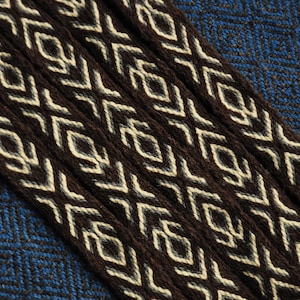 Brown And White Wool Tablet Woven Band For Medieval Clothing - Viking, Slavic, Baltic