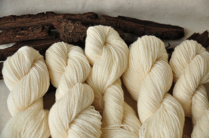 Undyed White Fingering Wool Yarn, Natural Yarn For Tablet Weaving, Knitting, Crochet, 2ply image 8
