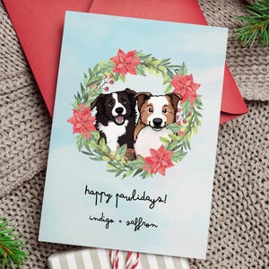 Pet Portrait Holiday Card, Christmas Card, Pet Illustration, Dog Portrait, Cat Portrait, Custom Pet Holiday Card, DIGITAL FILE ONLY