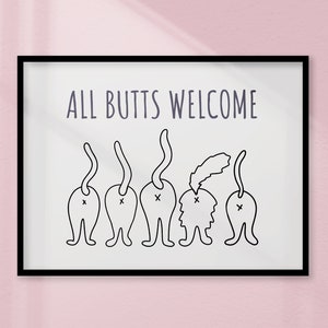 Digital Download, Cat sign, Sign, All Butts Welcome, 8x10, Instant Download, Cat Sign, Printable, Cat Decor, Cat Printable, Print, Cat