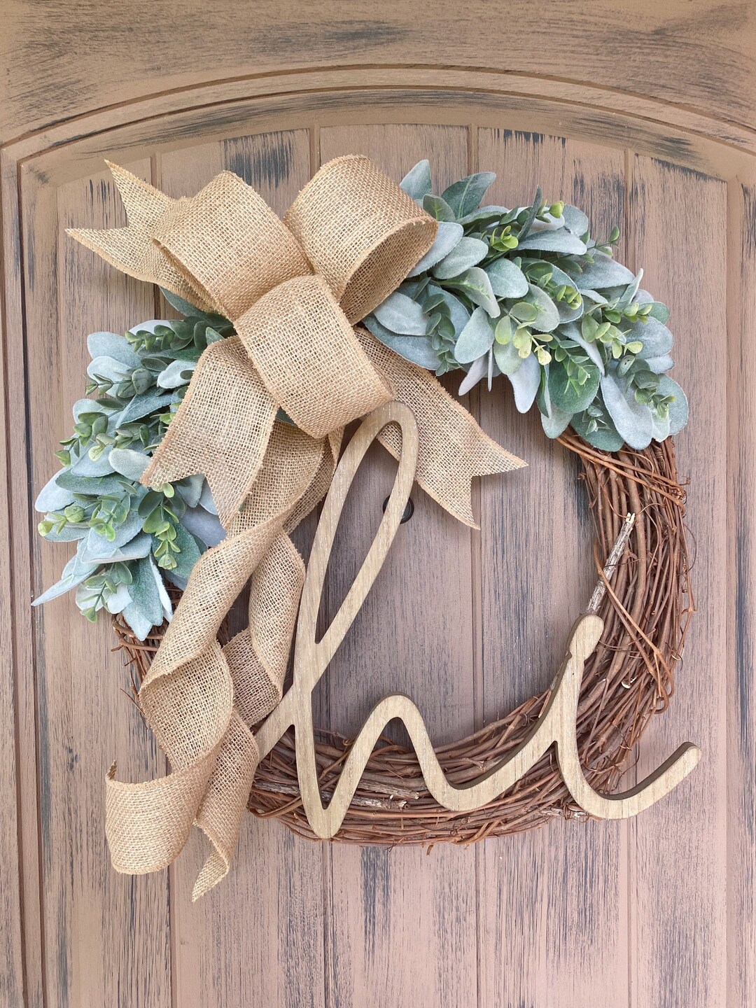 Lambs Ear Wreath, Eucalyptus Wreath, Summer Wreath, Farmhouse Wreath ...