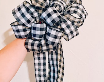 Tree Topper Bow, Buffalo Plaid Bow, Christmas Bow, Christmas Decor