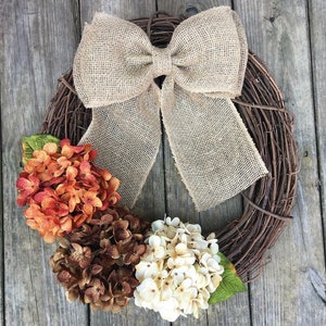 Thanksgiving Wreath, Fall Wreath, Farmhouse Wreath, Farmhouse Decor, Hydrangea Wreath, Grapevine Wreath image 1