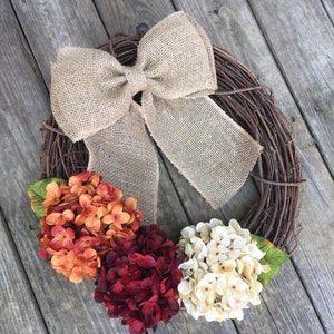 Thanksgiving Wreath, Fall Wreath, Farmhouse Wreath, Farmhouse Decor, Hydrangea Wreath, Grapevine Wreath immagine 2