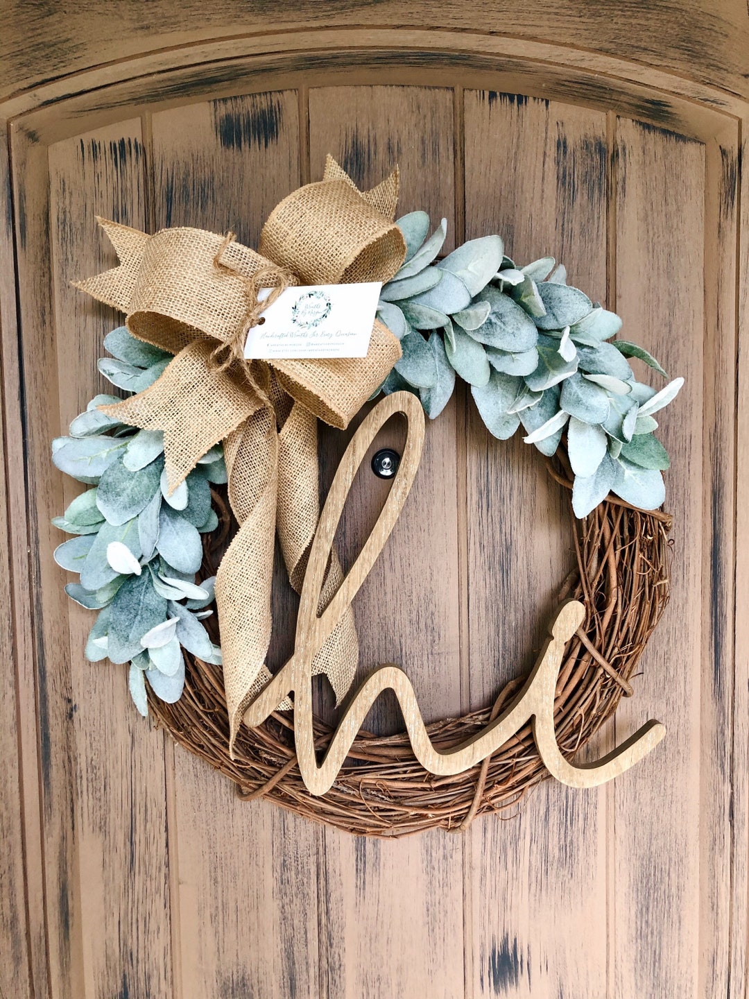 Lambs Ear Wreath, Farmhouse Wreath, Farmhouse Decor, Front Door Wreath ...