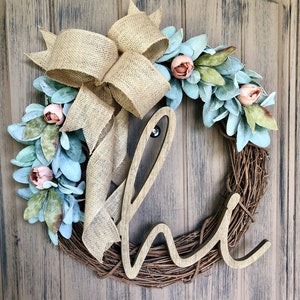 Spring Wreath, Summer Wreath, Peony Wreath, Lambs Ear Wreath, Home Decor, Door Hanger, Front Door Wreath, Mother&#39;s Day Wreath, Housewarming