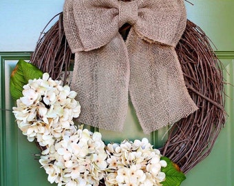 Spring Wreath, Fall Wreath, Grapevine Wreath, Hydrangea Wreath, Everyday Wreath, Housewarming Gift, Farmhouse Wreath, Rustic Wreath Wreath