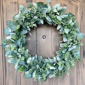 Greenery Wreath, Mixed Greenery Wreath, Lambs Ear Wreath, Eucalyptus Wreath, Farmhouse Wreath, Year Round Wreath, Spring Wreath, Door Hanger