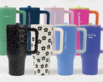 Personalized Engraved 32 oz Leak Proof Mug, Tumbler, Insulated, gift, straw, travel